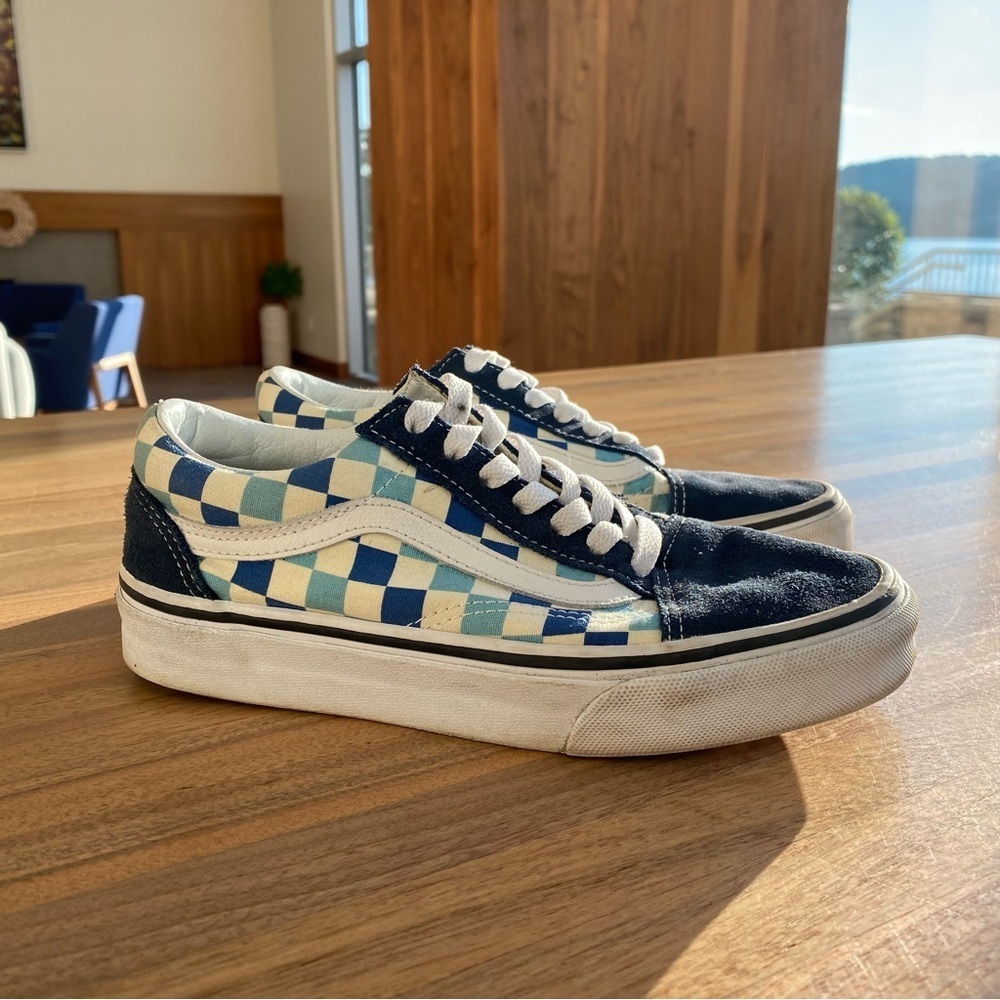 Vans Old Skool 'Blue Topaz Checkerboard, Size M4.5/ W6.0 - Picture 2 of 9